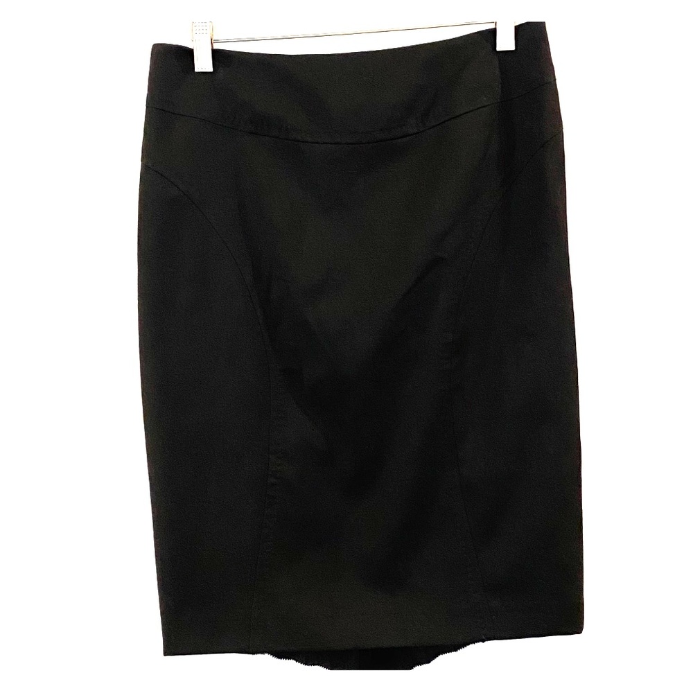 Black Pencil Skirt with Back Pleats